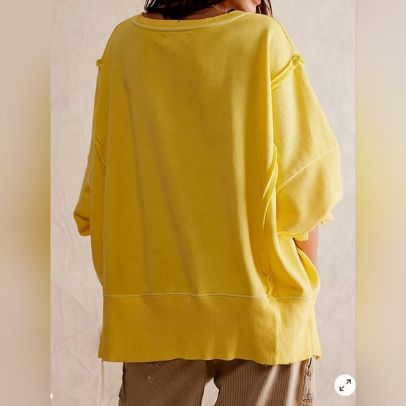 NWT FREE PEOPLE Mellow Yellow CAMDEN OVERSIZED PULLOVER We The Free Sweater - Picture 2 of 7